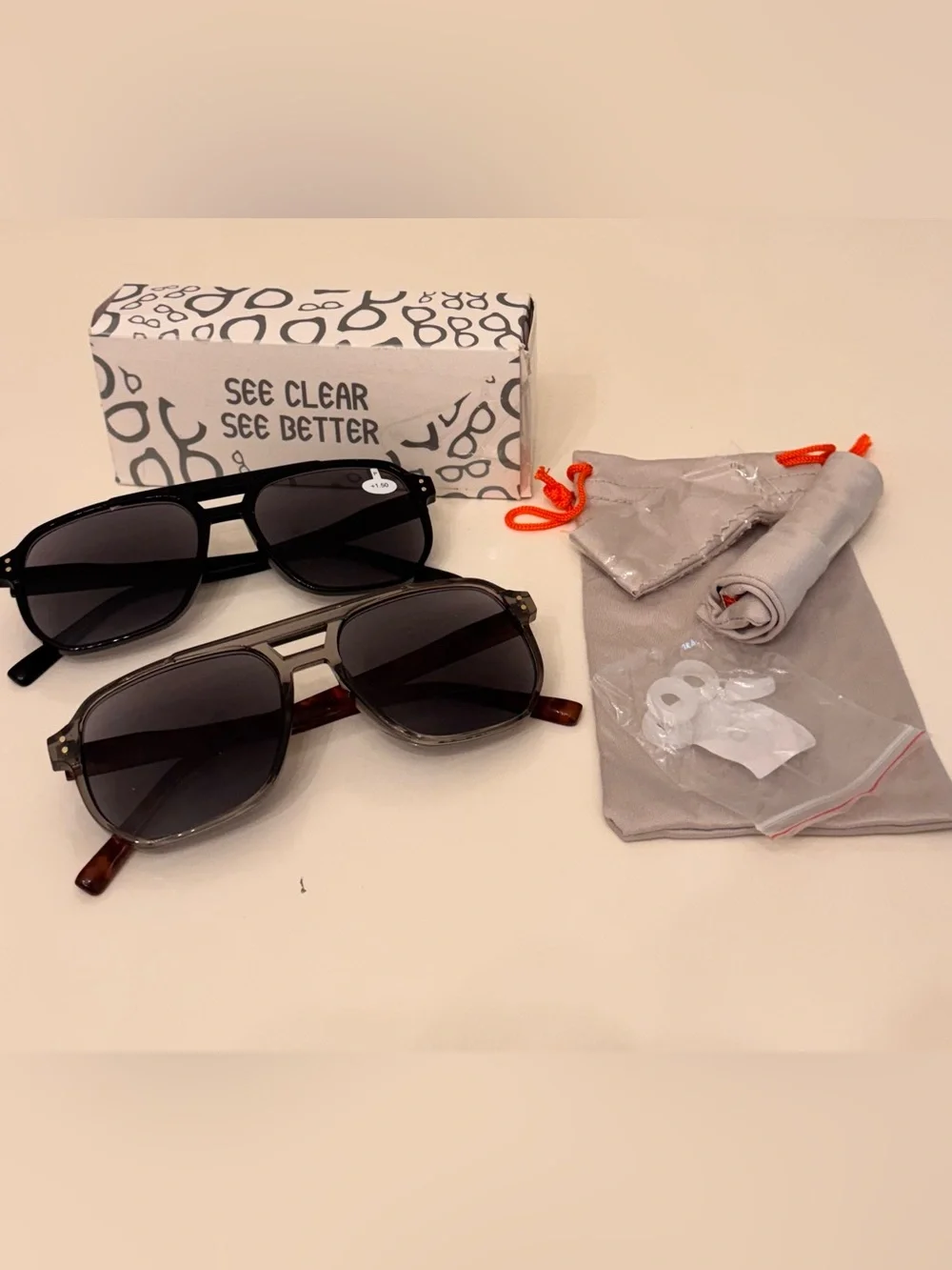 Black Reading Sunglasses - Polarized Aviator Style